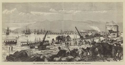 Die abessinische Expedition, eine Skizze am Ufer von Zulla, Annesley Bay